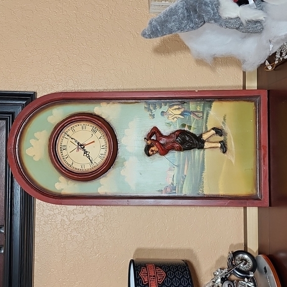 VINTAGE MAN GOLFER OPEN CLOCK - Picture 1 of 7